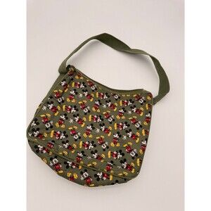 Disney lunch Tote Mickey Mouse Olive Green Shoulder Bag Zipper Pocket Purse Girl
